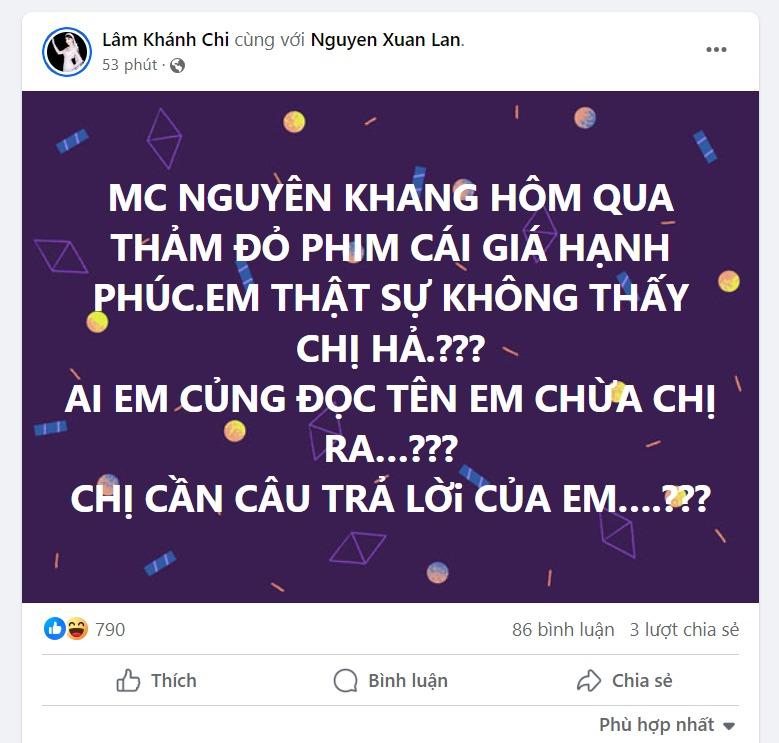 Lâm Khánh Chi đăng đàn tố MC Nguyên Khang